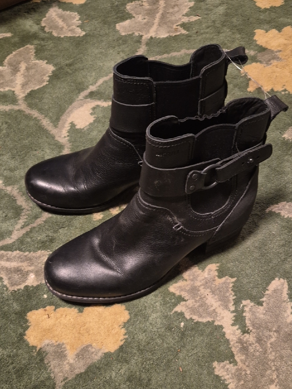 Merrell Black Leather Ankle Boots with Buckle Strap